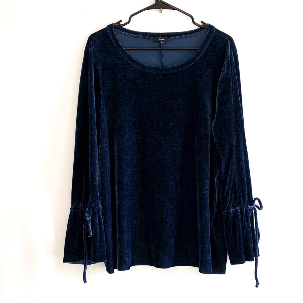 Anthropologie DREW XL Blue Soft Velvet Top